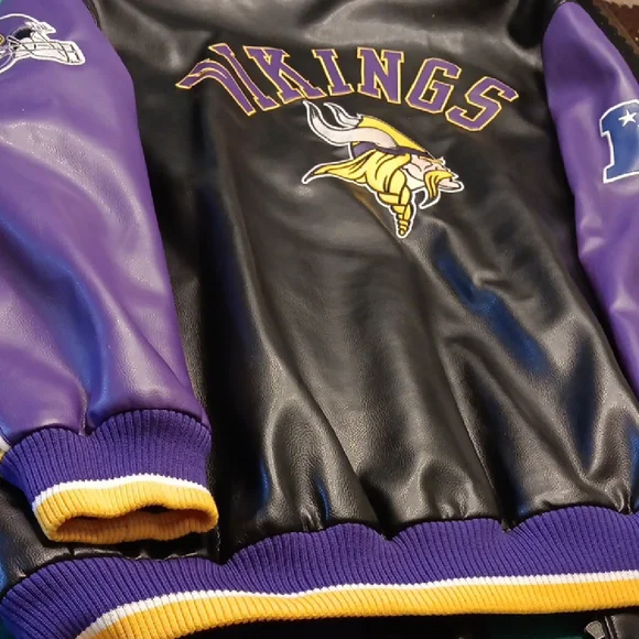 NFL Black and Purple Varsity Jacket with Yellow Accents - Picture 2 of 3
